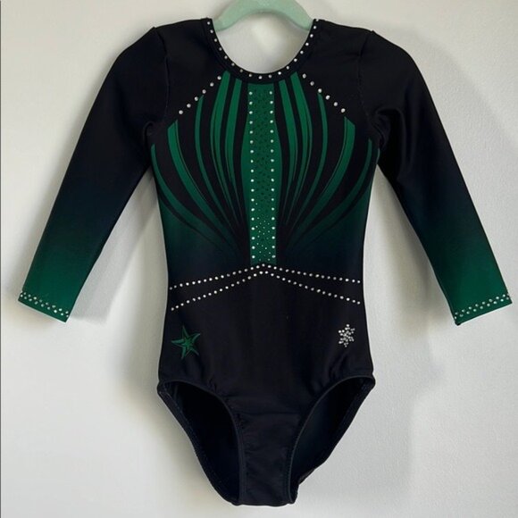 Snowflake Designs Competition Leotard in Black / Green - XS - Picture 2 of 6